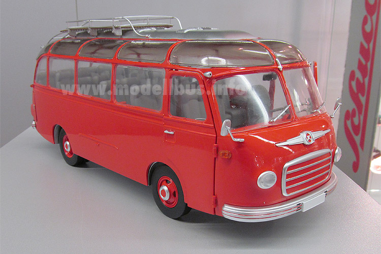Kässbohrer Setra S6 ミニカー Schuco製 赤と白 Schuco 1:18 scale Setra S6 Fischer bus bus alloy car model